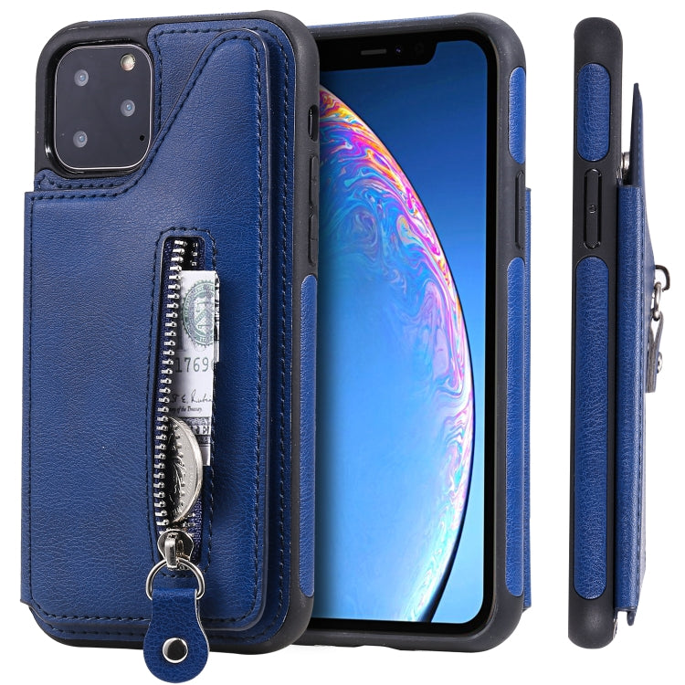 For iPhone 11 Pro Solid Color Double Buckle Zipper Shockproof Protective Case