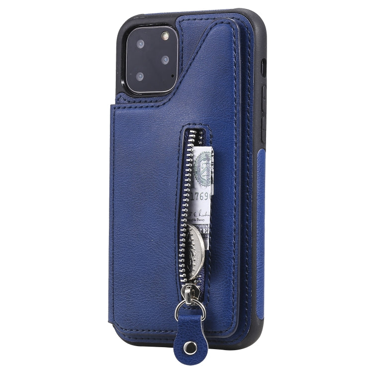 For iPhone 11 Pro Solid Color Double Buckle Zipper Shockproof Protective Case