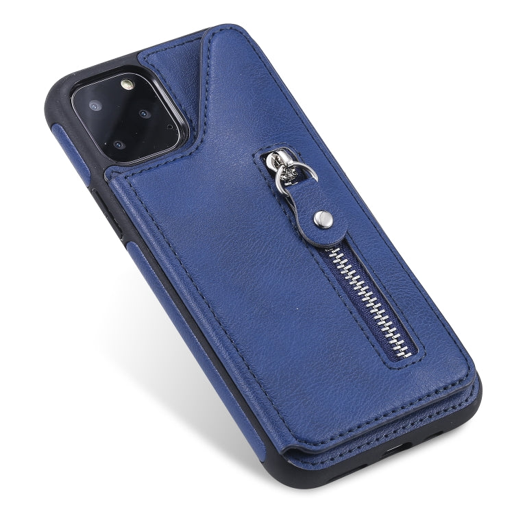 For iPhone 11 Pro Solid Color Double Buckle Zipper Shockproof Protective Case