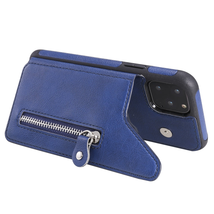 For iPhone 11 Pro Solid Color Double Buckle Zipper Shockproof Protective Case