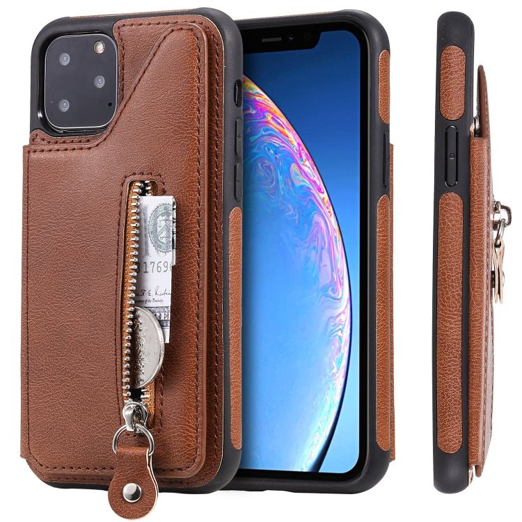 For iPhone 11 Pro Solid Color Double Buckle Zipper Shockproof Protective Case
