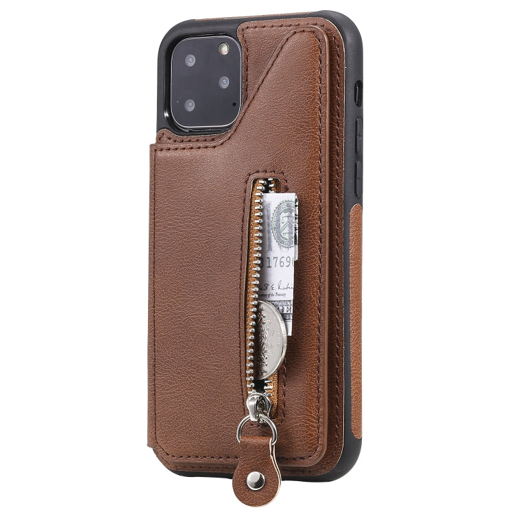 For iPhone 11 Pro Solid Color Double Buckle Zipper Shockproof Protective Case