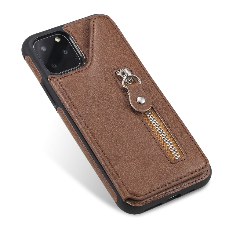 For iPhone 11 Pro Solid Color Double Buckle Zipper Shockproof Protective Case