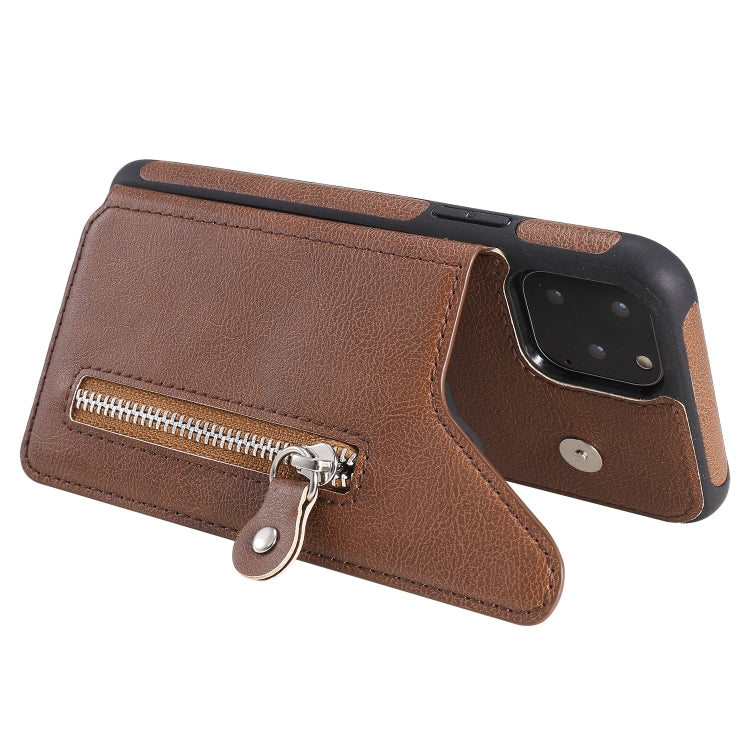 For iPhone 11 Pro Solid Color Double Buckle Zipper Shockproof Protective Case