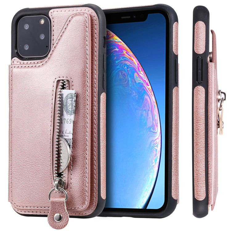 For iPhone 11 Pro Solid Color Double Buckle Zipper Shockproof Protective Case
