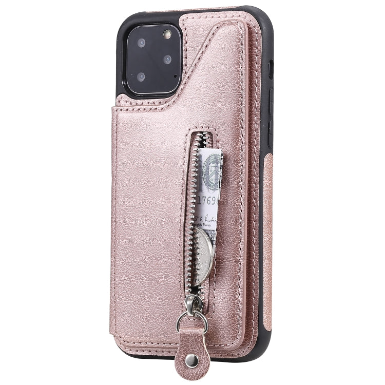 For iPhone 11 Pro Solid Color Double Buckle Zipper Shockproof Protective Case