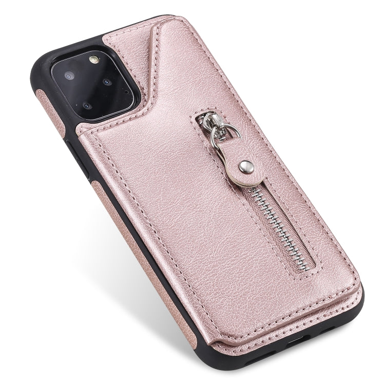 For iPhone 11 Pro Solid Color Double Buckle Zipper Shockproof Protective Case