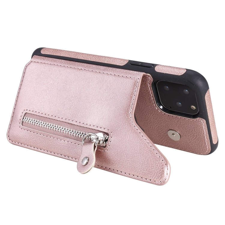 For iPhone 11 Pro Solid Color Double Buckle Zipper Shockproof Protective Case