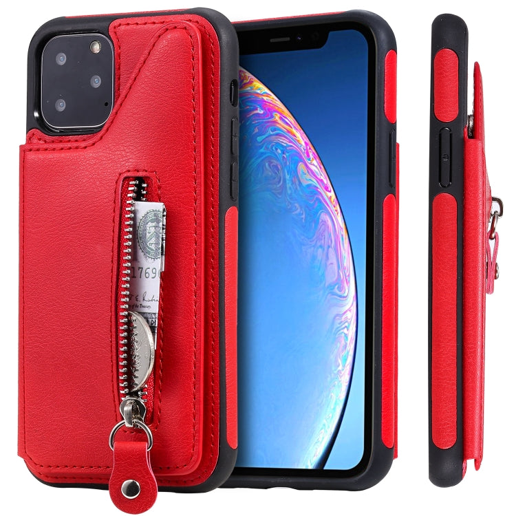 For iPhone 11 Pro Solid Color Double Buckle Zipper Shockproof Protective Case