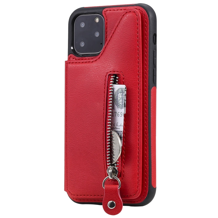 For iPhone 11 Pro Solid Color Double Buckle Zipper Shockproof Protective Case