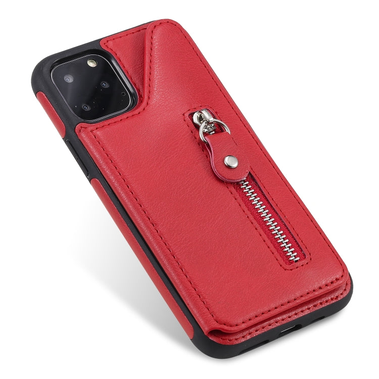 For iPhone 11 Pro Solid Color Double Buckle Zipper Shockproof Protective Case