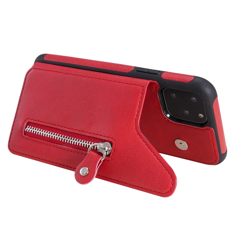 For iPhone 11 Pro Solid Color Double Buckle Zipper Shockproof Protective Case