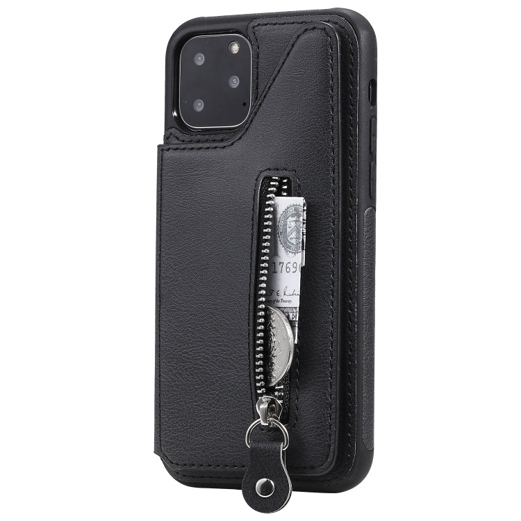 For iPhone 11 Pro Solid Color Double Buckle Zipper Shockproof Protective Case
