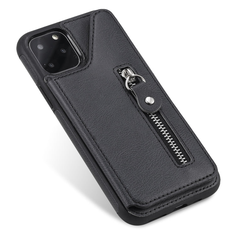 For iPhone 11 Pro Solid Color Double Buckle Zipper Shockproof Protective Case
