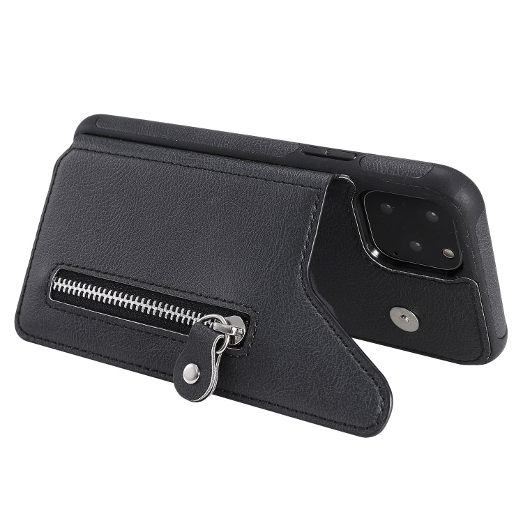 For iPhone 11 Pro Solid Color Double Buckle Zipper Shockproof Protective Case