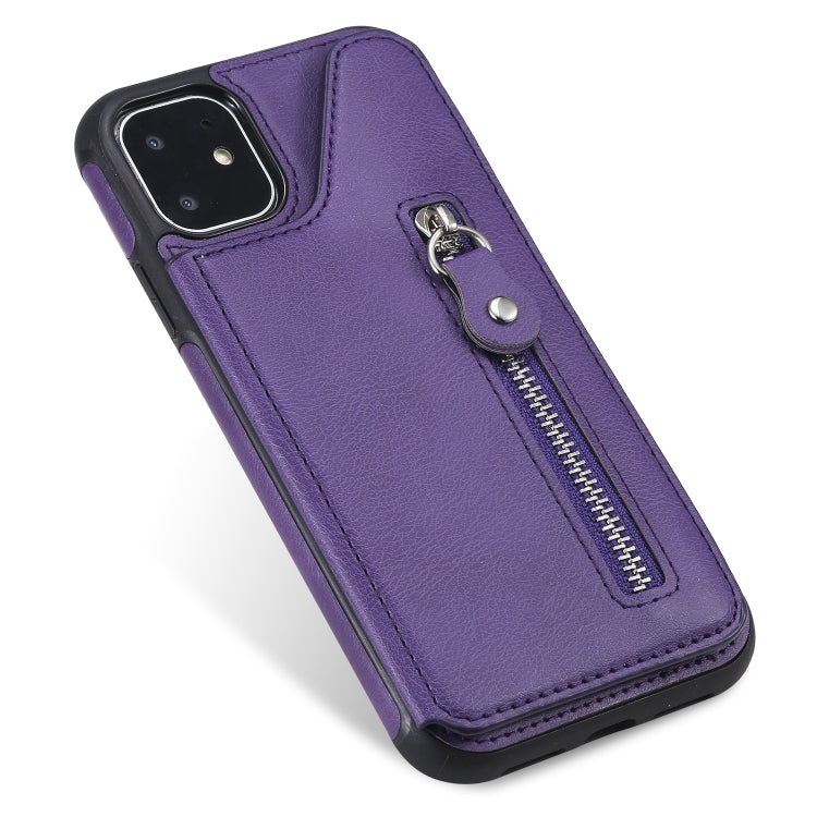 For iPhone 11 Solid Color Double Buckle Zipper Shockproof Protective Case