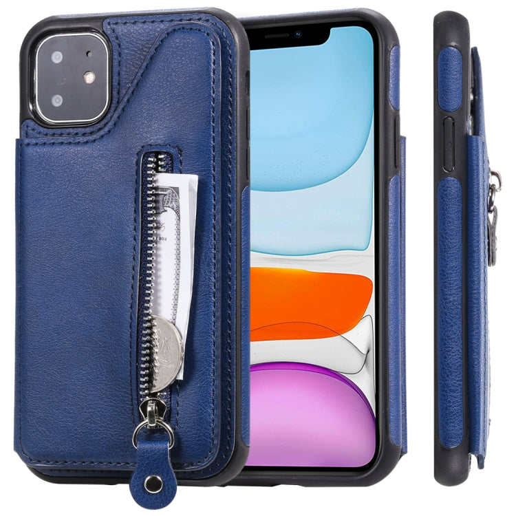 For iPhone 11 Solid Color Double Buckle Zipper Shockproof Protective Case