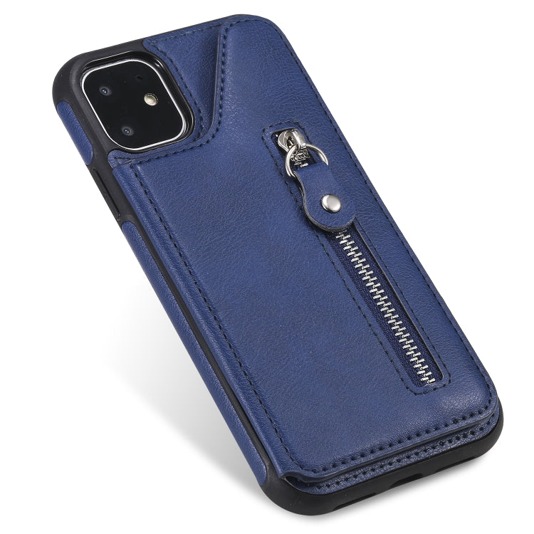 For iPhone 11 Solid Color Double Buckle Zipper Shockproof Protective Case