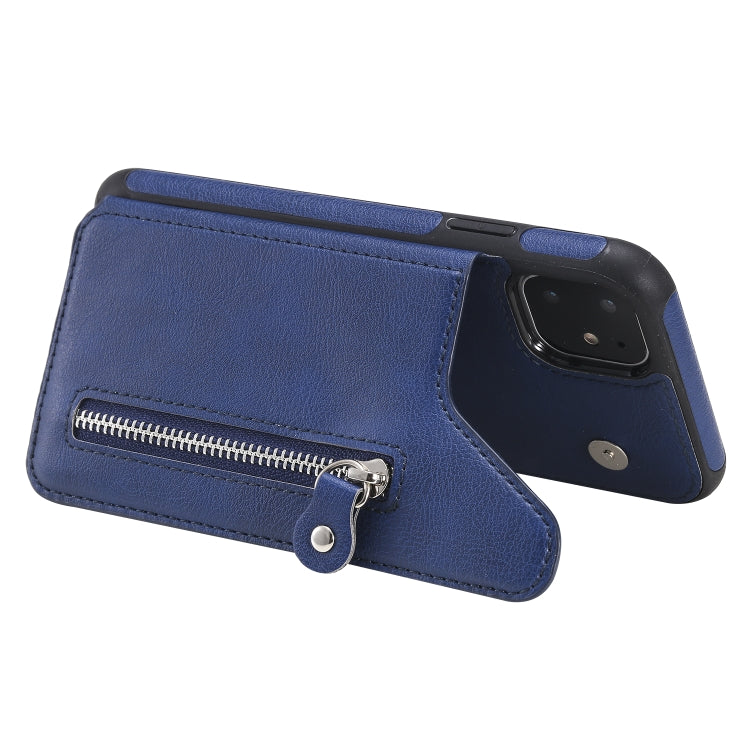 For iPhone 11 Solid Color Double Buckle Zipper Shockproof Protective Case