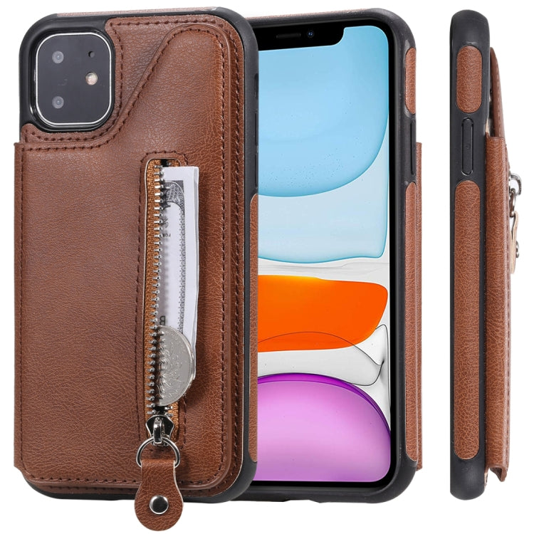 For iPhone 11 Solid Color Double Buckle Zipper Shockproof Protective Case