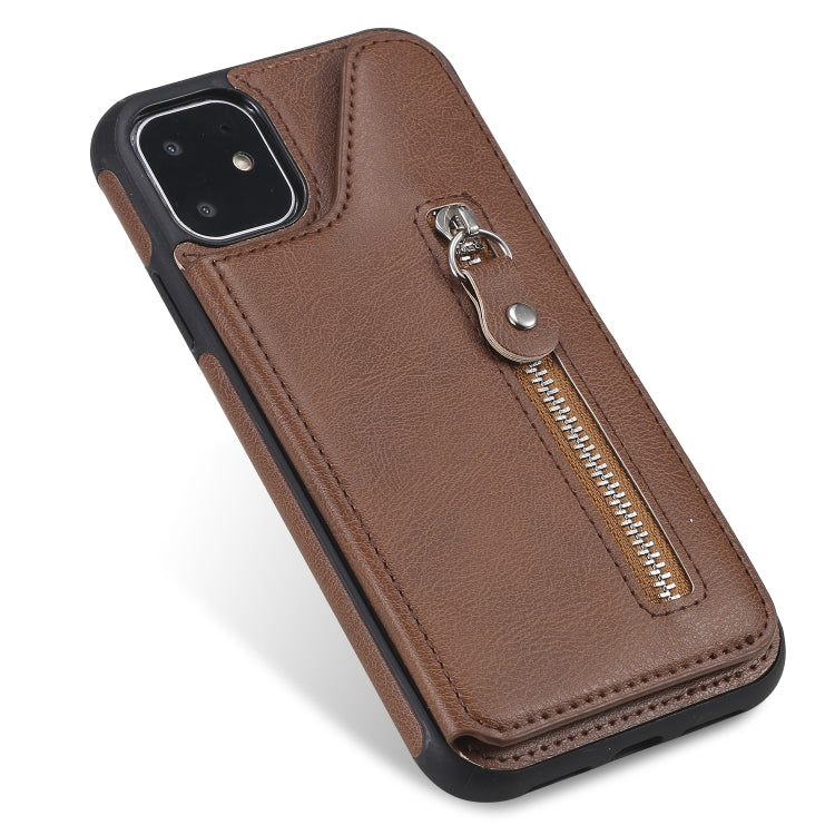 For iPhone 11 Solid Color Double Buckle Zipper Shockproof Protective Case