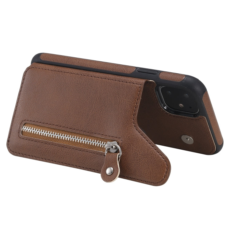 For iPhone 11 Solid Color Double Buckle Zipper Shockproof Protective Case