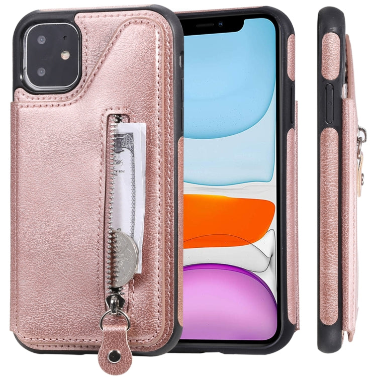 For iPhone 11 Solid Color Double Buckle Zipper Shockproof Protective Case