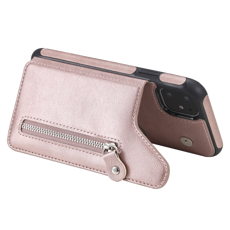 For iPhone 11 Solid Color Double Buckle Zipper Shockproof Protective Case