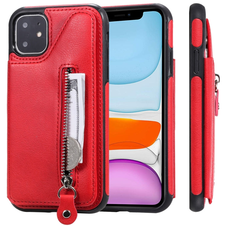 For iPhone 11 Solid Color Double Buckle Zipper Shockproof Protective Case