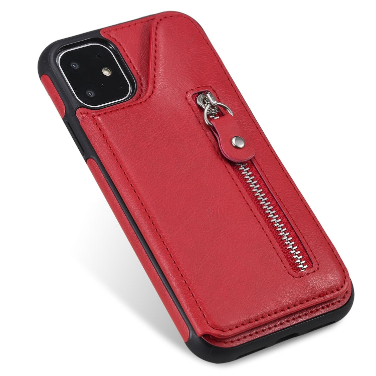 For iPhone 11 Solid Color Double Buckle Zipper Shockproof Protective Case