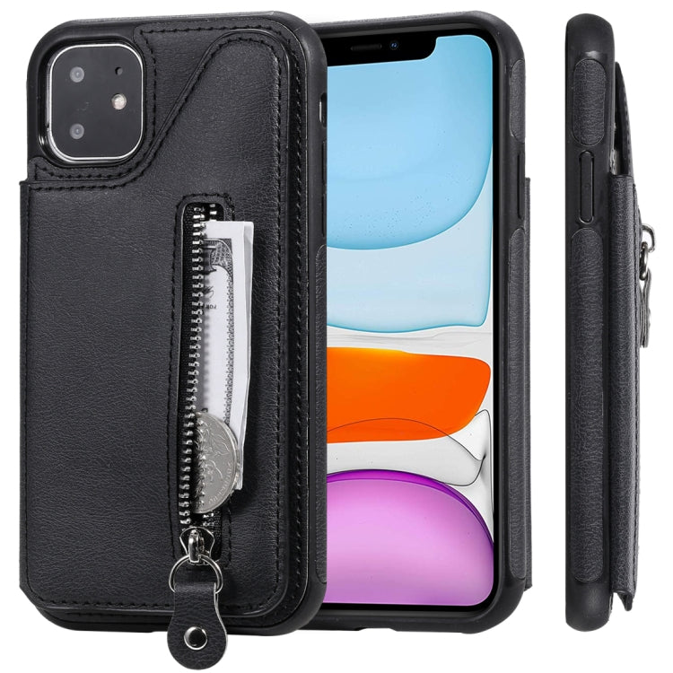 For iPhone 11 Solid Color Double Buckle Zipper Shockproof Protective Case