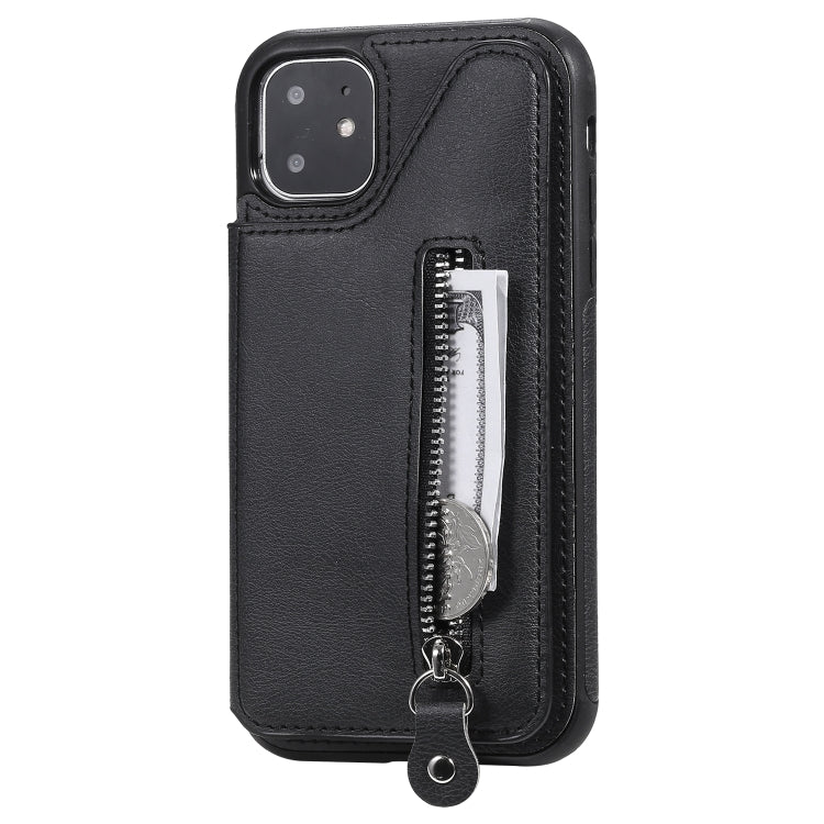 For iPhone 11 Solid Color Double Buckle Zipper Shockproof Protective Case