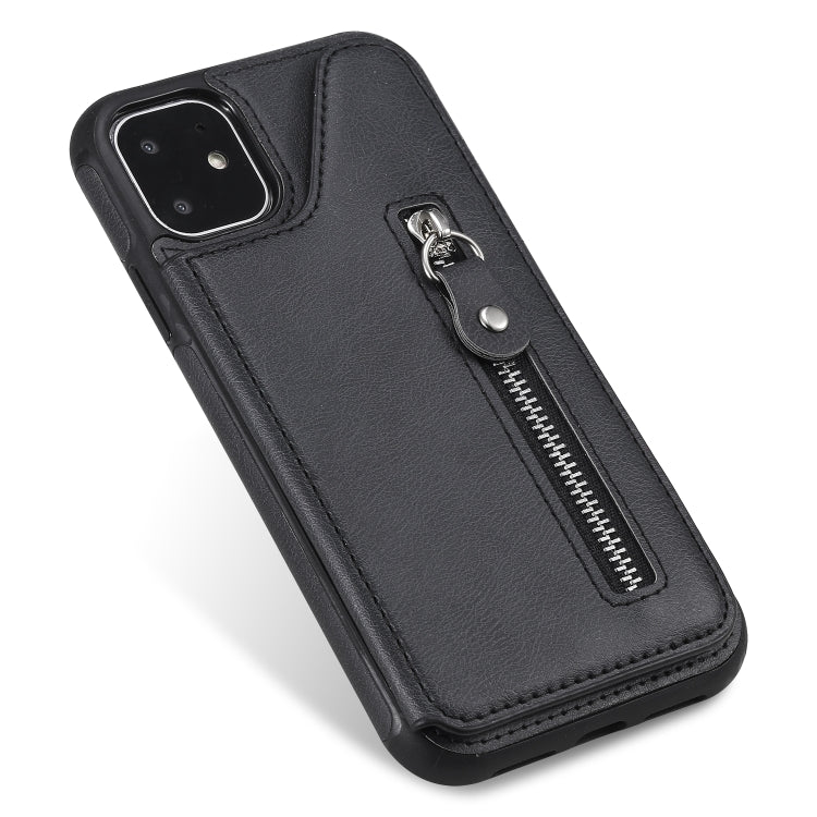 For iPhone 11 Solid Color Double Buckle Zipper Shockproof Protective Case