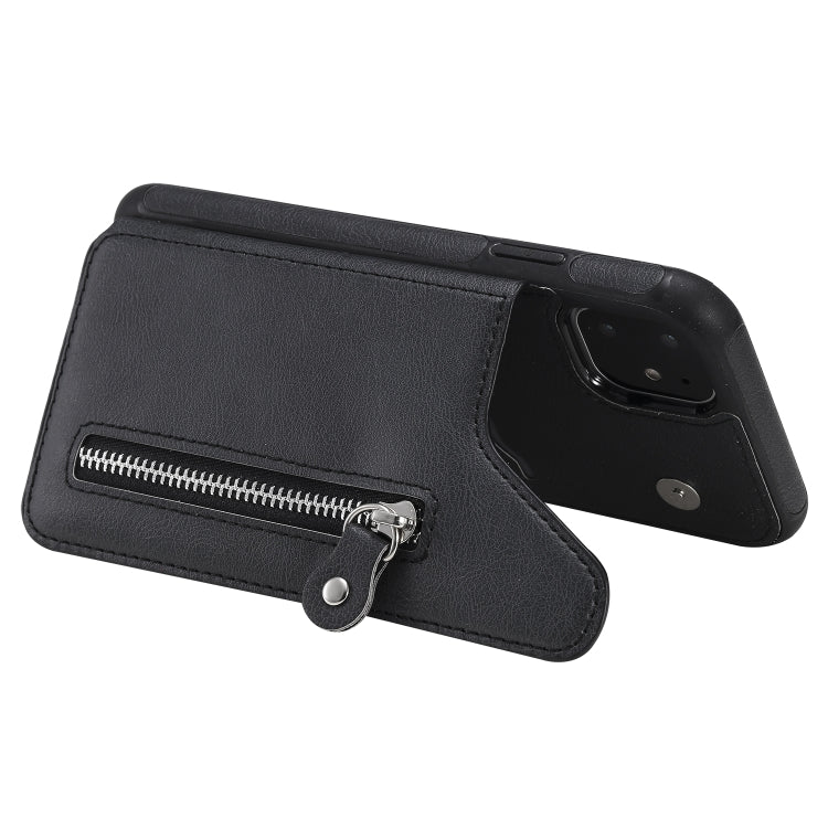 For iPhone 11 Solid Color Double Buckle Zipper Shockproof Protective Case