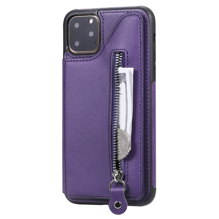 For iPhone 11 Pro Max Solid Color Double Buckle Zipper Shockproof Protective Case