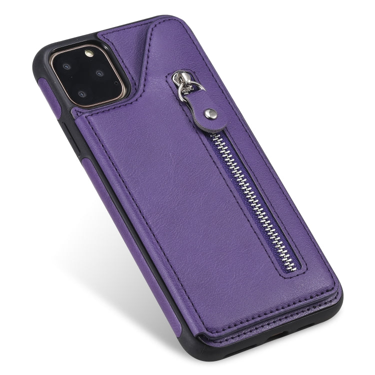 For iPhone 11 Pro Max Solid Color Double Buckle Zipper Shockproof Protective Case