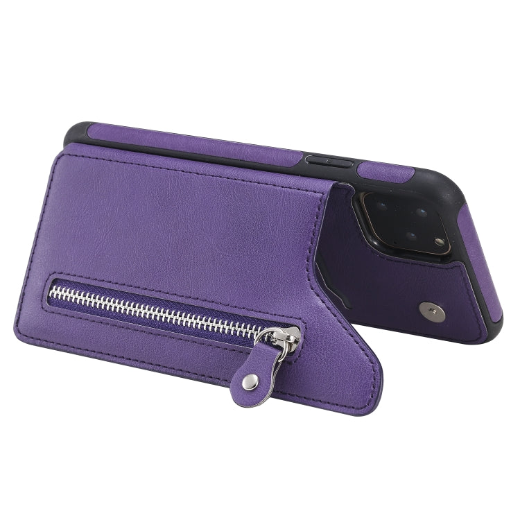 For iPhone 11 Pro Max Solid Color Double Buckle Zipper Shockproof Protective Case