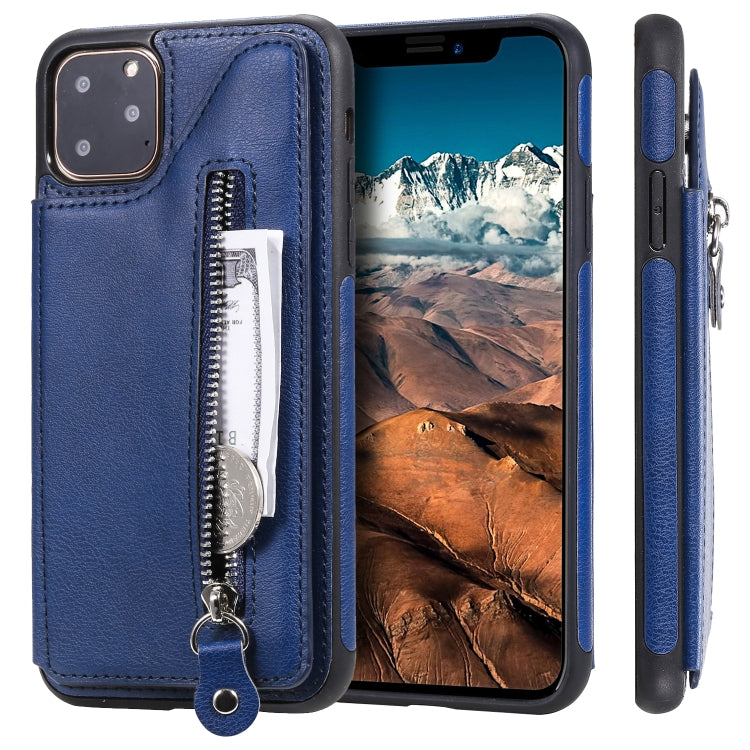 For iPhone 11 Pro Max Solid Color Double Buckle Zipper Shockproof Protective Case