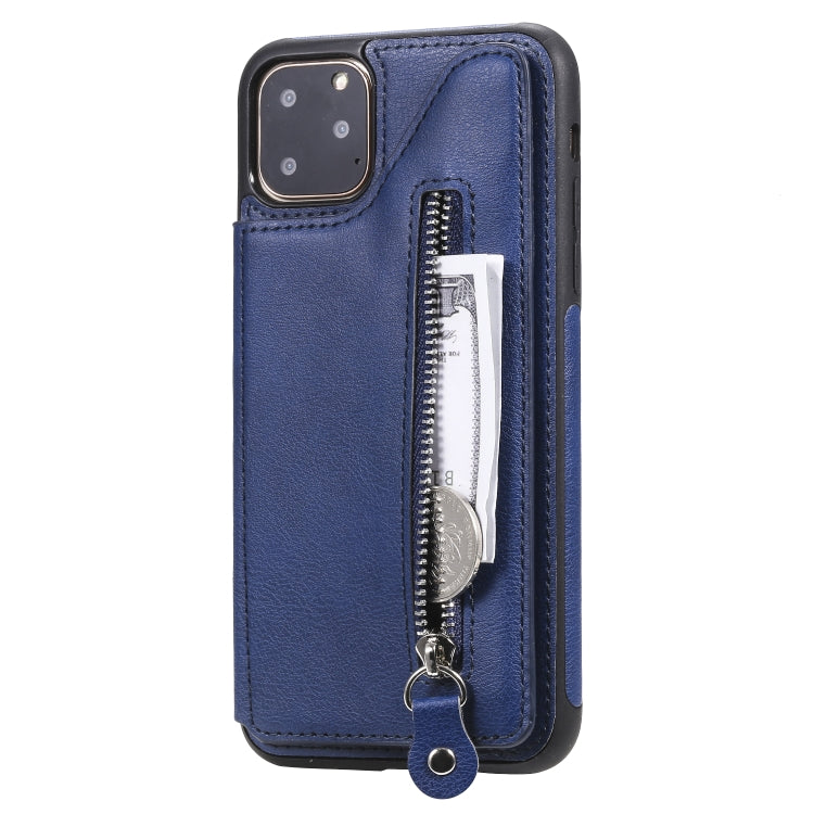 For iPhone 11 Pro Max Solid Color Double Buckle Zipper Shockproof Protective Case