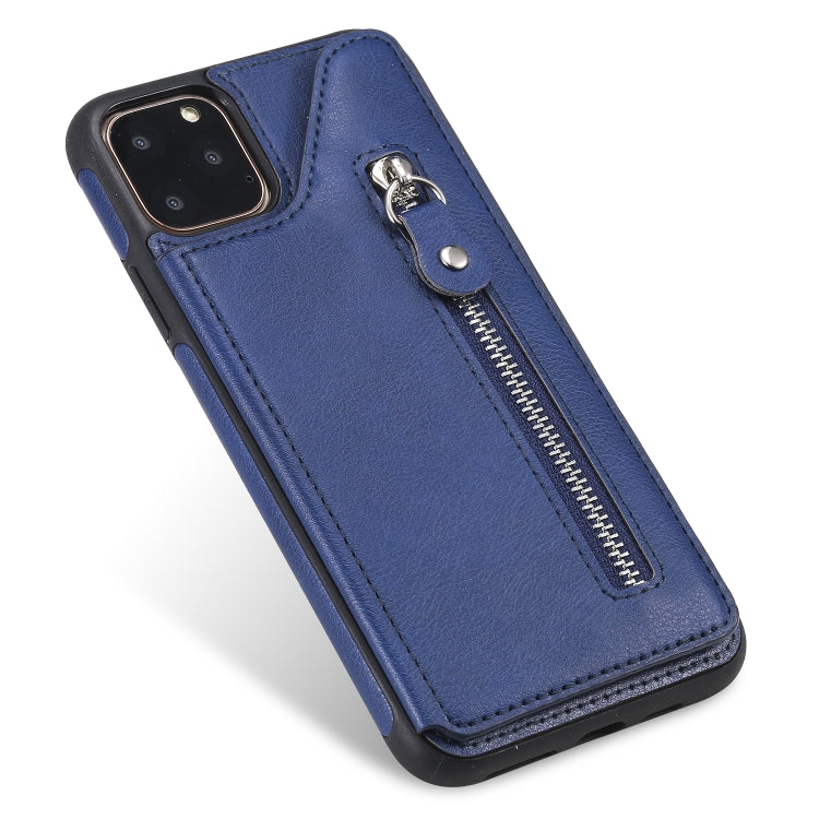 For iPhone 11 Pro Max Solid Color Double Buckle Zipper Shockproof Protective Case