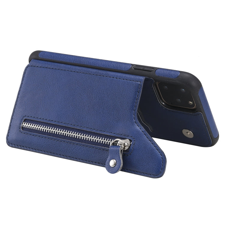 For iPhone 11 Pro Max Solid Color Double Buckle Zipper Shockproof Protective Case
