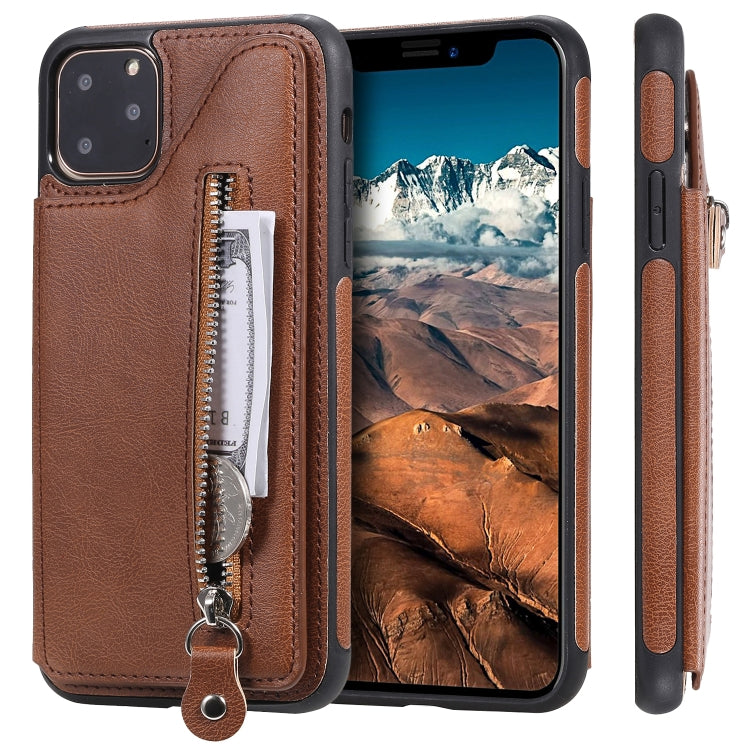 For iPhone 11 Pro Max Solid Color Double Buckle Zipper Shockproof Protective Case