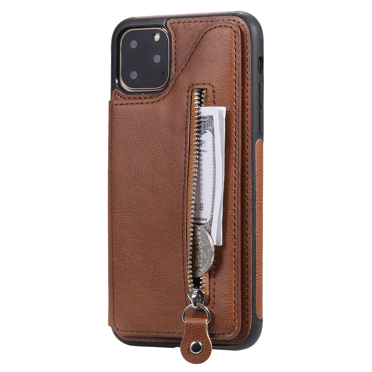 For iPhone 11 Pro Max Solid Color Double Buckle Zipper Shockproof Protective Case