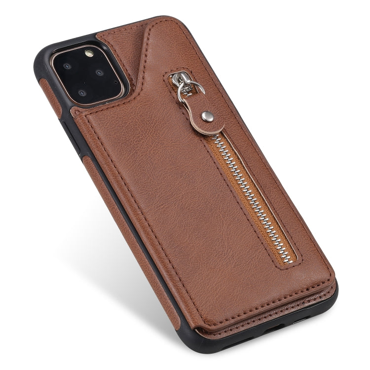 For iPhone 11 Pro Max Solid Color Double Buckle Zipper Shockproof Protective Case
