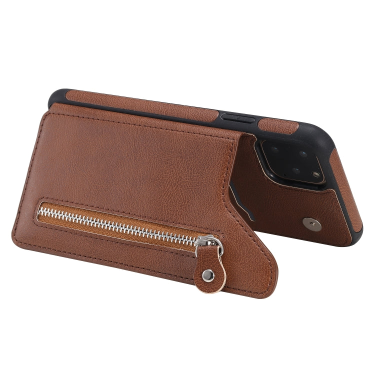 For iPhone 11 Pro Max Solid Color Double Buckle Zipper Shockproof Protective Case