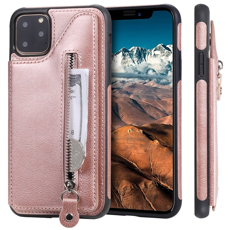 For iPhone 11 Pro Max Solid Color Double Buckle Zipper Shockproof Protective Case