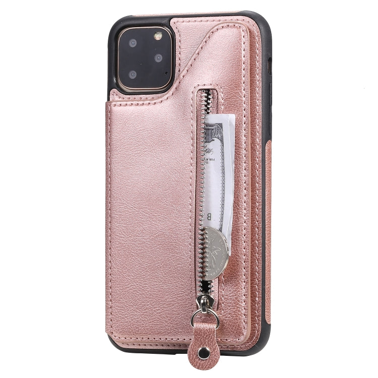 For iPhone 11 Pro Max Solid Color Double Buckle Zipper Shockproof Protective Case
