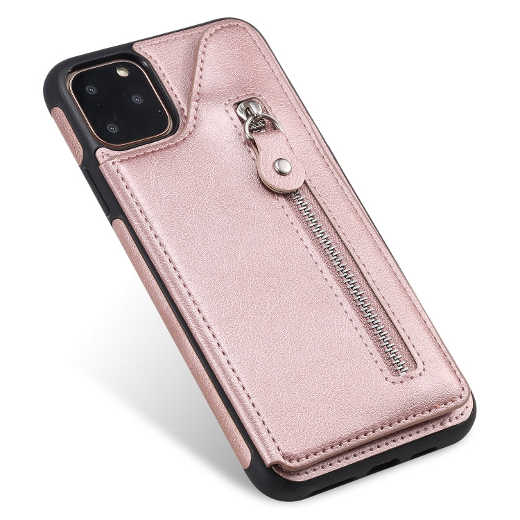 For iPhone 11 Pro Max Solid Color Double Buckle Zipper Shockproof Protective Case