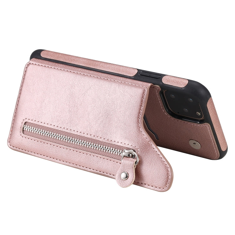 For iPhone 11 Pro Max Solid Color Double Buckle Zipper Shockproof Protective Case