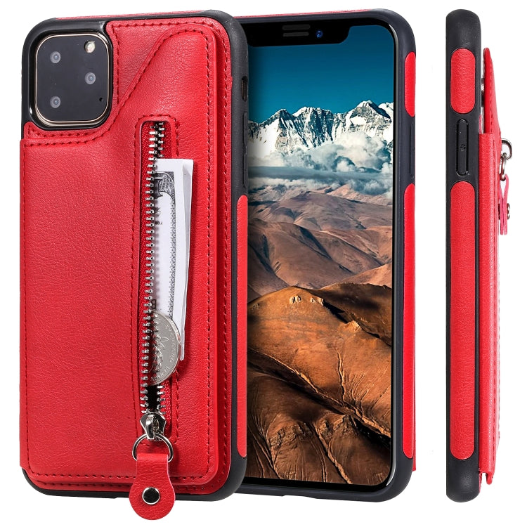 For iPhone 11 Pro Max Solid Color Double Buckle Zipper Shockproof Protective Case